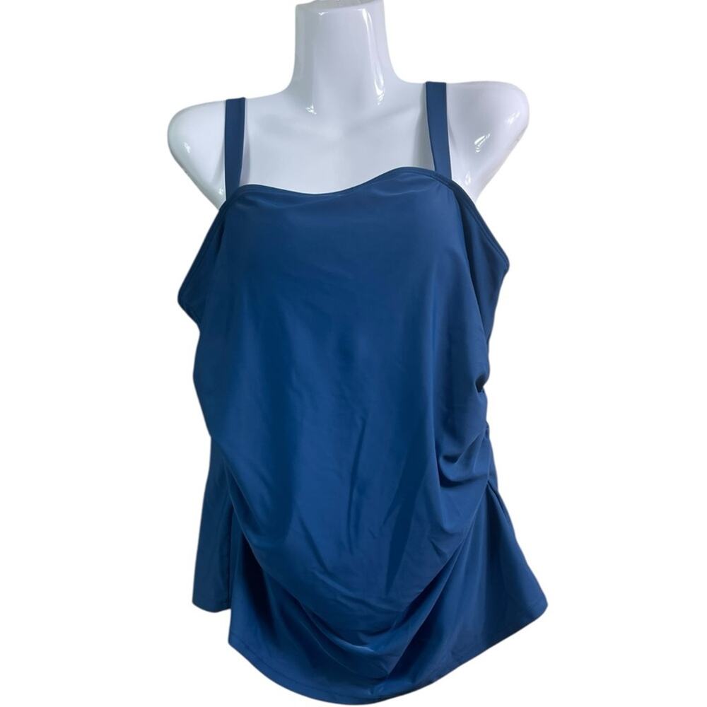 Blue Ruched Tummy Control Swim Dress Set - Picture 8 of 15